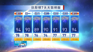 休斯顿一周天气预报（7月7日- 13日）